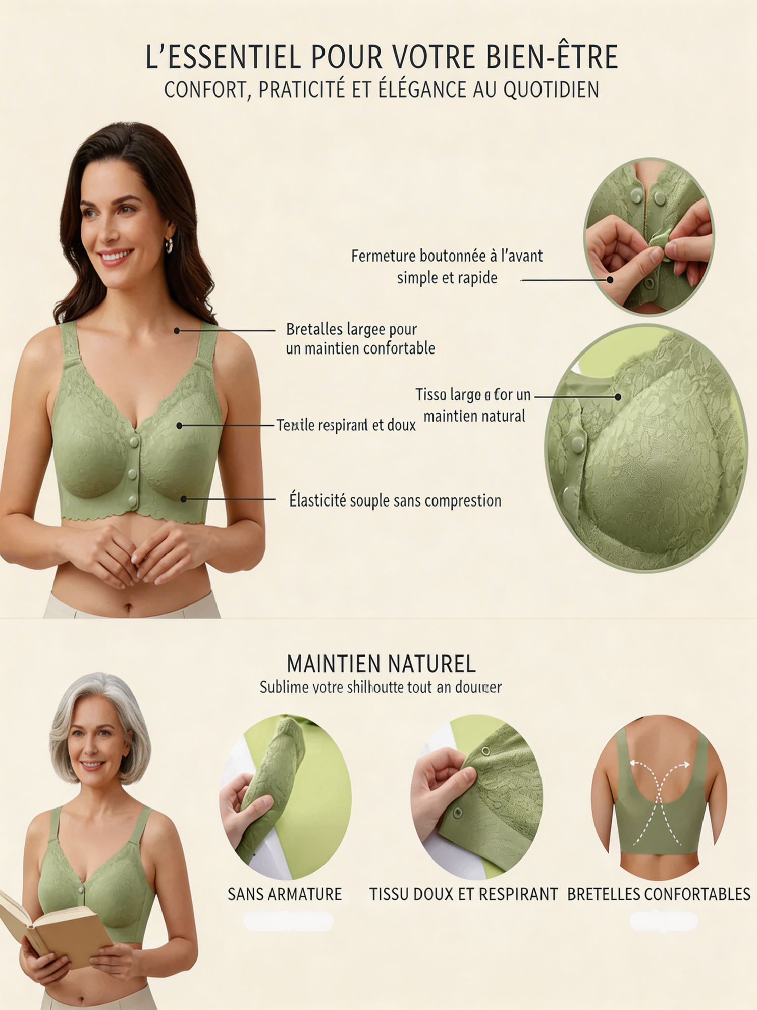 ConfortLift Dentelle - Ouverture avant